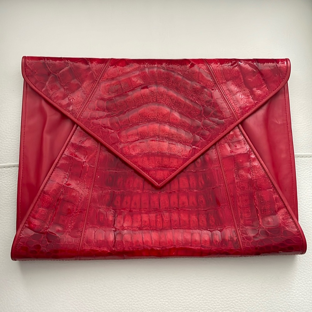 l. Magnin Leather Envelope Red Clutch